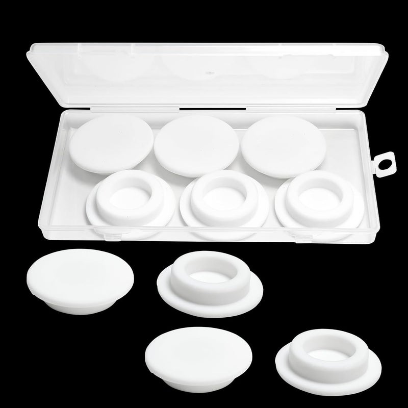 BOPOREAE 6 Pcs 30 mm/1.19 in Silicone Rubber Plug for 29 mm Round Holes, Waterproof T Type Rubber Stoppers, Soft Flexible Bottle Seal Plugs Tube Pipe End Caps Inserts Bathtub Jet Cover, White - Image 1